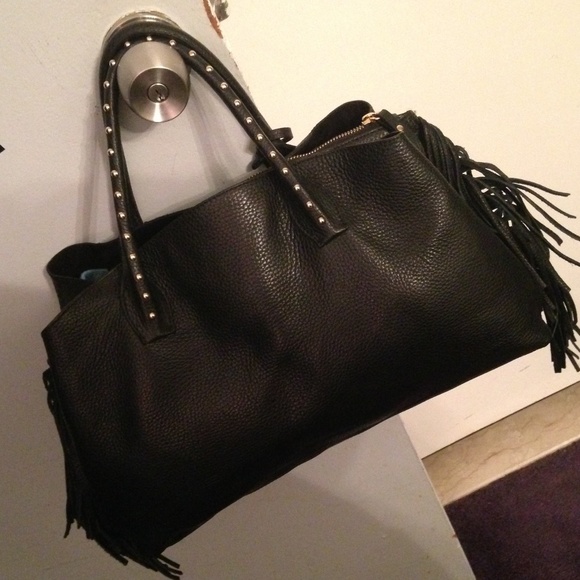 IACUCCI Handbags - Black Satchel with Fringes by IACCUCCI 🇮🇹